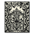 Gothic Black Iron Scroll Floral Arch Rug