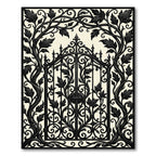 Gothic Black Iron Scroll Floral Arch Rug