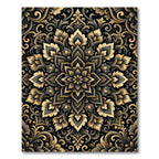 Ornate Gold and Charcoal Floral Medallion Rug