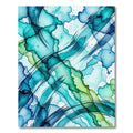 Ethereal Teal and Lime Fluid Wave Rug