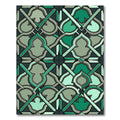 Intricate Green Arabesque Lattice Rug