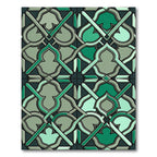 Intricate Green Arabesque Lattice Rug