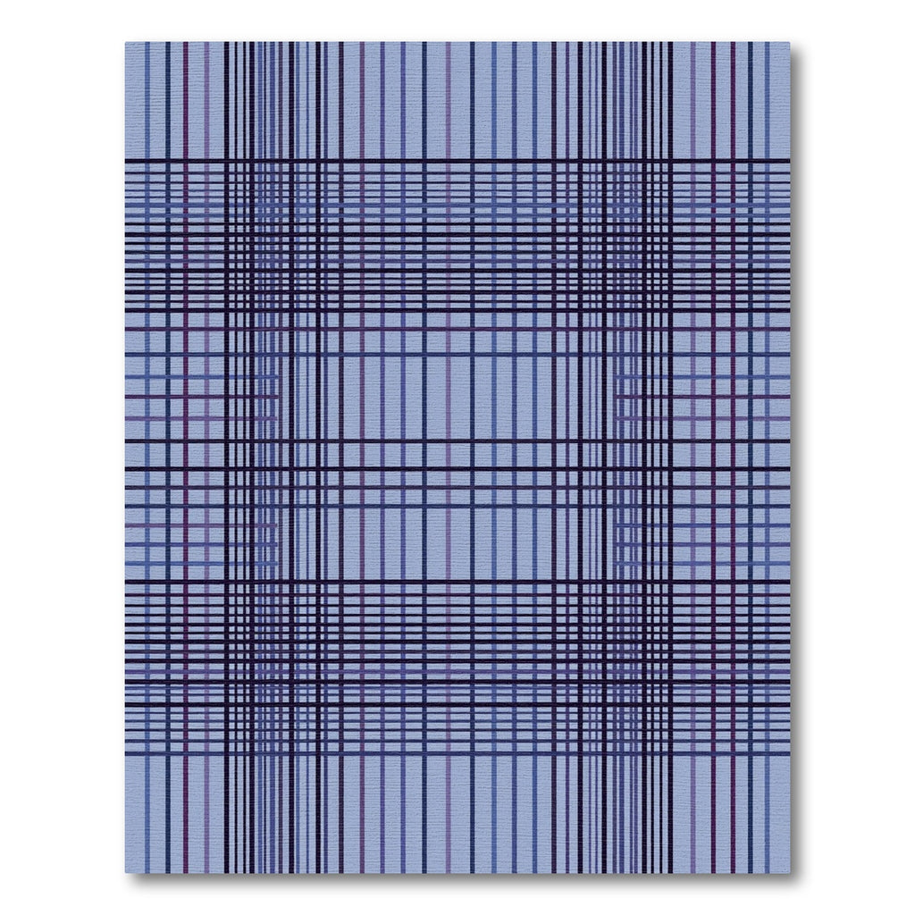 Modern Deep Blue Plaid Lines Rug