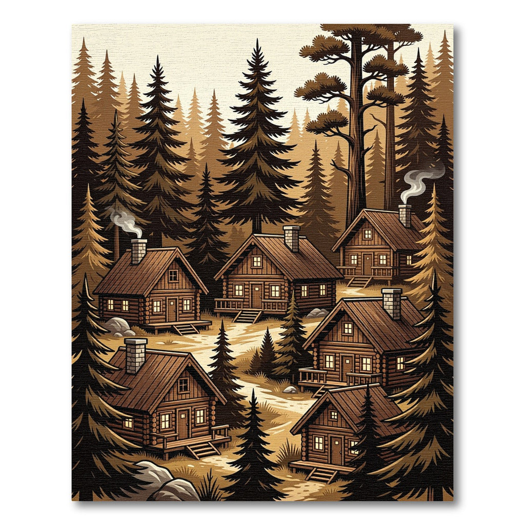Rustic Woodland Cabin Forest Scenery Rug
