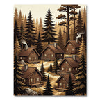 Rustic Woodland Cabin Forest Scenery Rug