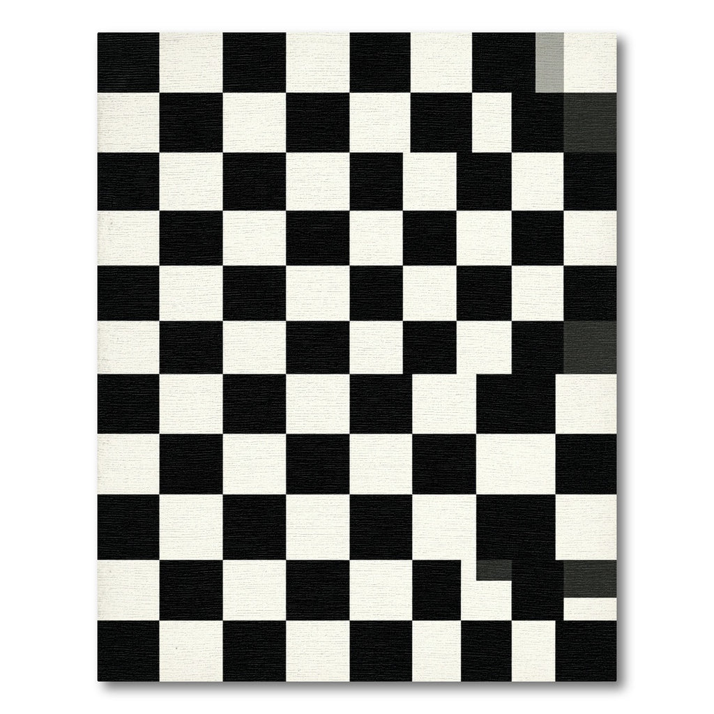Monochrome Distorted Checkerboard Graphic Rug