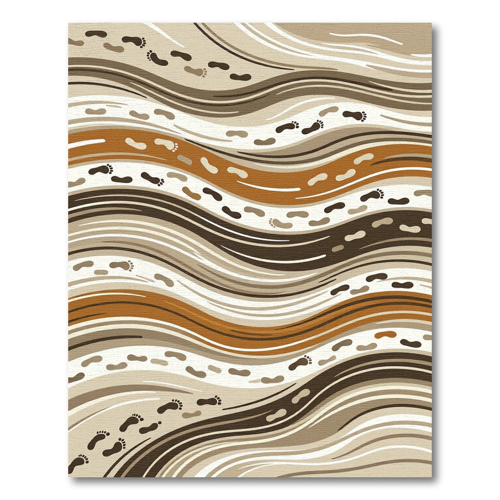 Earth Tone Wavy Footprint Abstract Rug