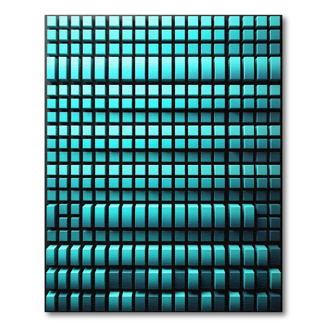 Cyan Geometric Isometric 3D Cube Rug