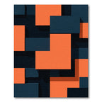Modern Geometric Orange and Navy Blocks Rug