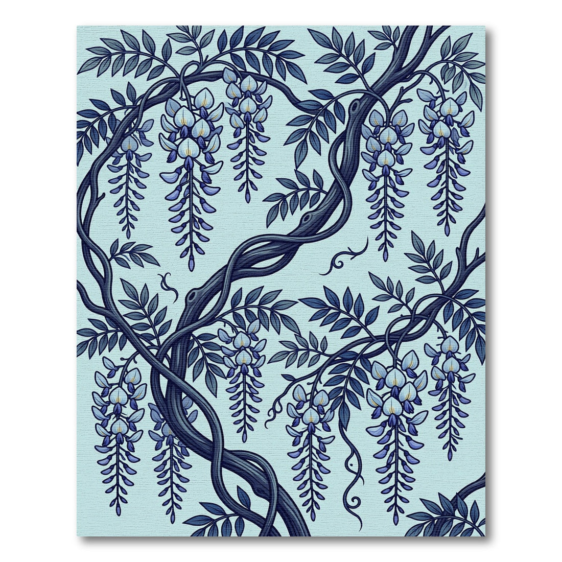 Art Nouveau Blue Wisteria Blossom Vines Rug