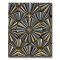Art Deco Metallic Gold Fan Overlap Rug