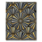 Art Deco Metallic Gold Fan Overlap Rug