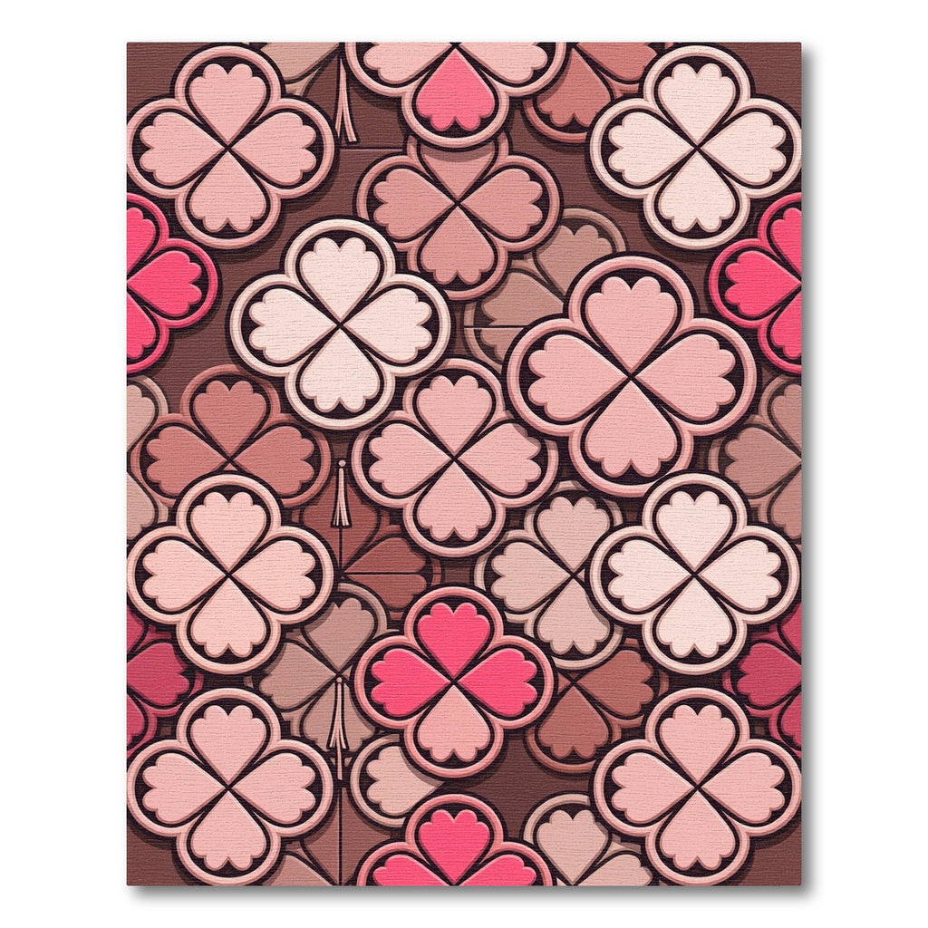 Pink Clover Heart Pattern Rug