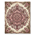 Ornate Pink Floral Scroll Medallion Rug