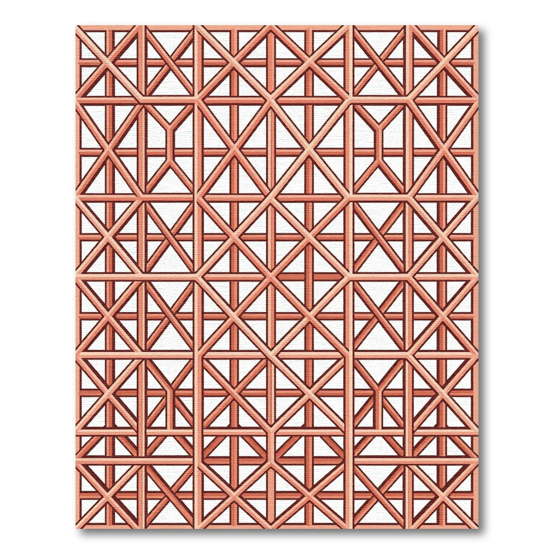 Copper Geometric Lattice Linear Grid Rug