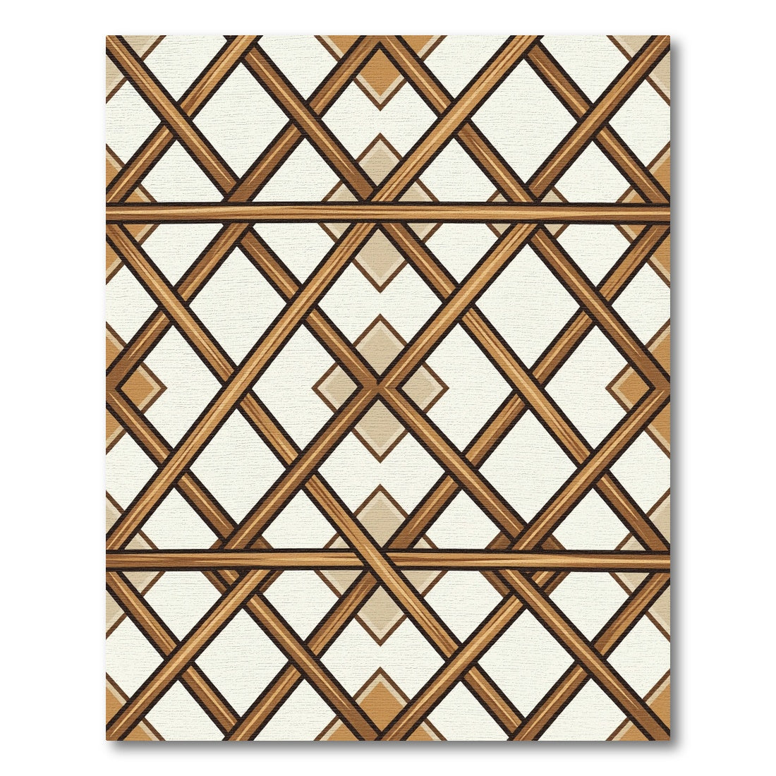 Geometric Beige and Brown Lattice Rug