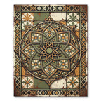 Earthy Green Geometric Star Medallion Rug