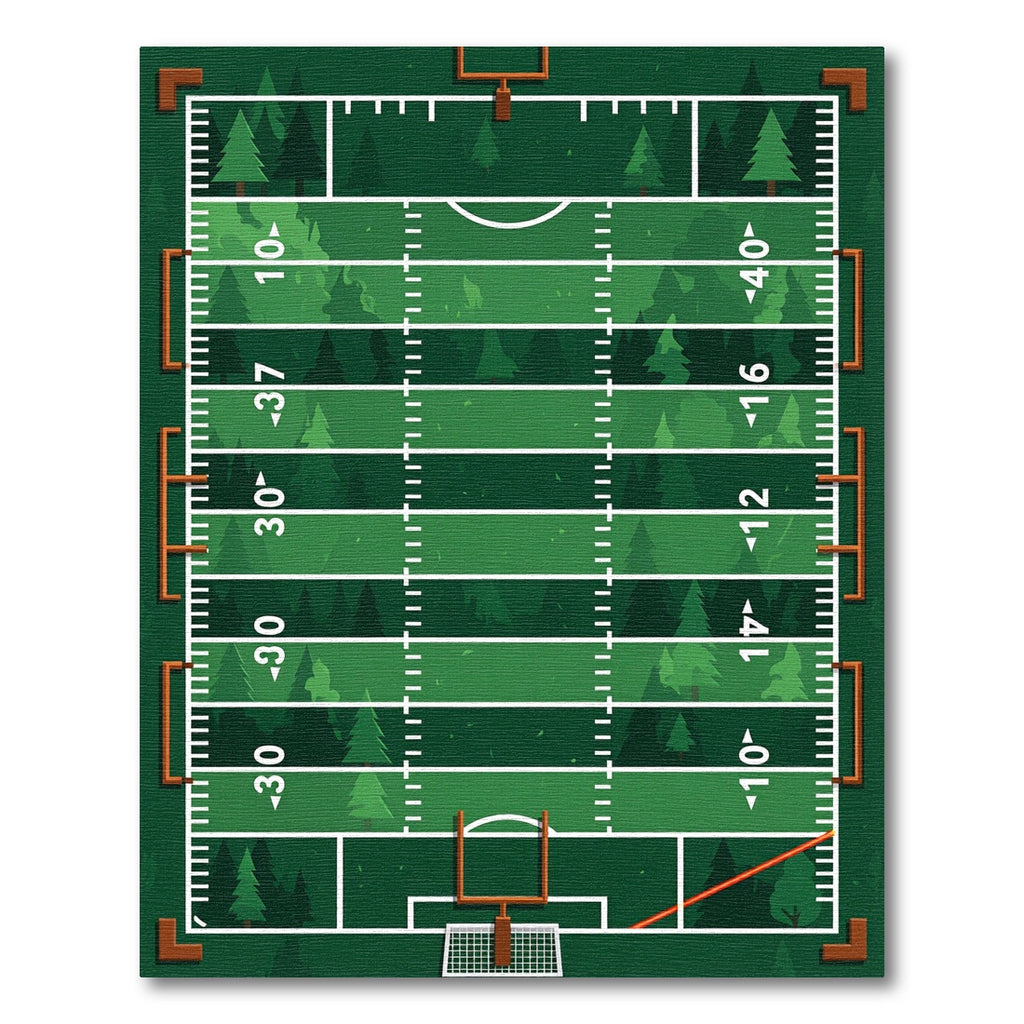 Forest Football Field Line Grid Rug