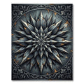 Distressed Gray Metallic Starburst Medallion Rug