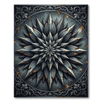 Distressed Gray Metallic Starburst Medallion Rug