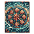 Coastal Shell Starfish Nautical Medallion Rug