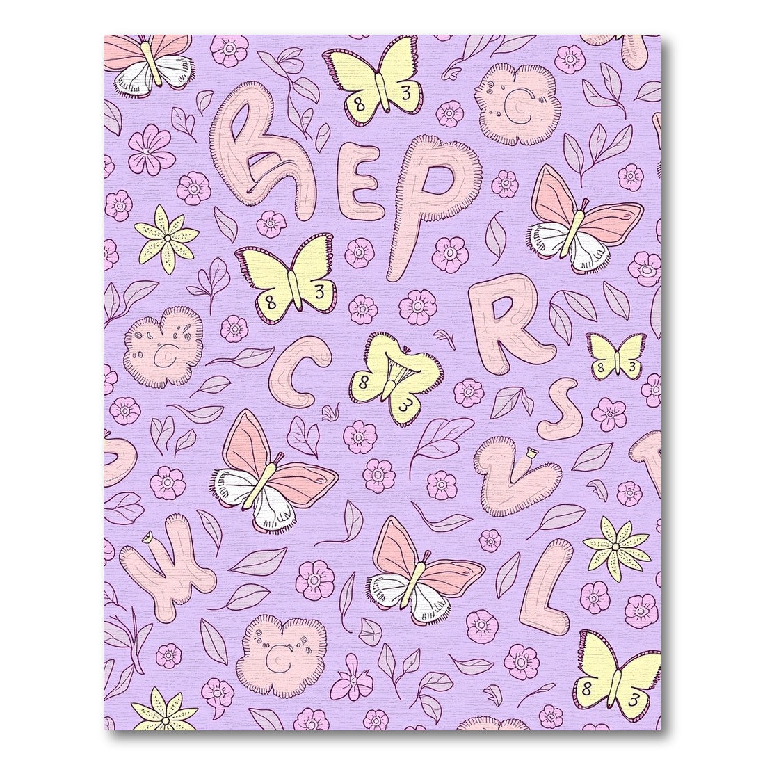 Pastel Butterflies and Flowers Alphabet Rug