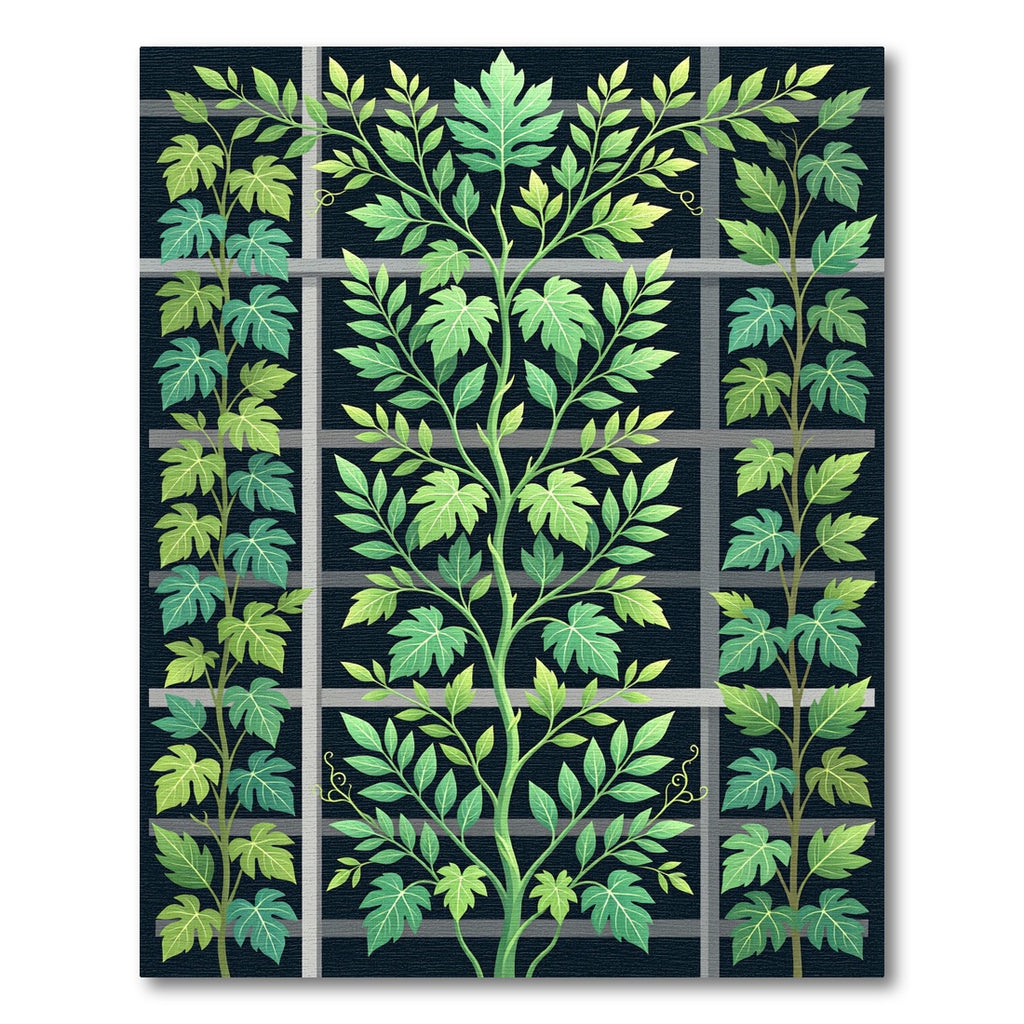 Lush Green Botanical Trellis Tapestry Rug