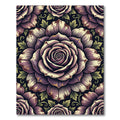 Vintage Violet Floral Engraved Medallion Rug