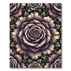 Vintage Violet Floral Engraved Medallion Rug