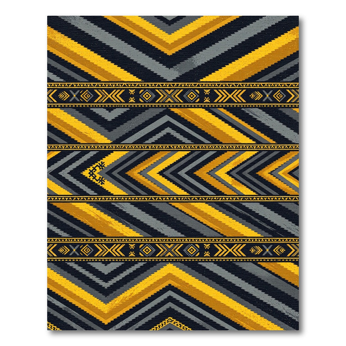 Yellow Gray Tribal Chevron Band Rug