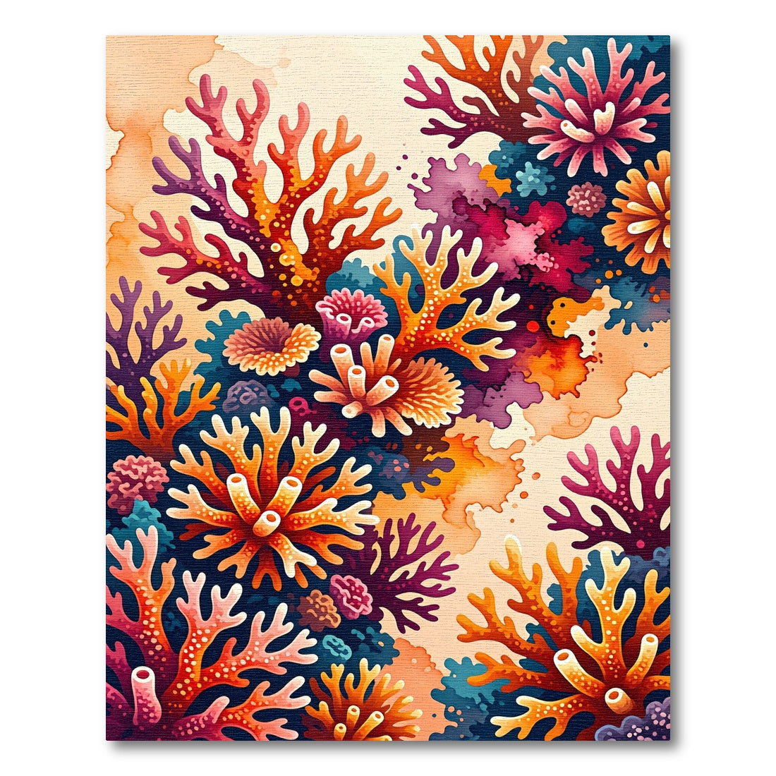 Vibrant Coral Reef Sea Abstract Art Rug