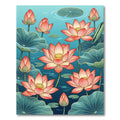 Elegant Pink Lotus Flower Pond Art Rug