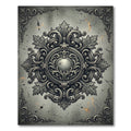 Ornate Charcoal Damask Filigree Medallion Rug