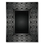 Silver Swirl Greek Key Border Rug