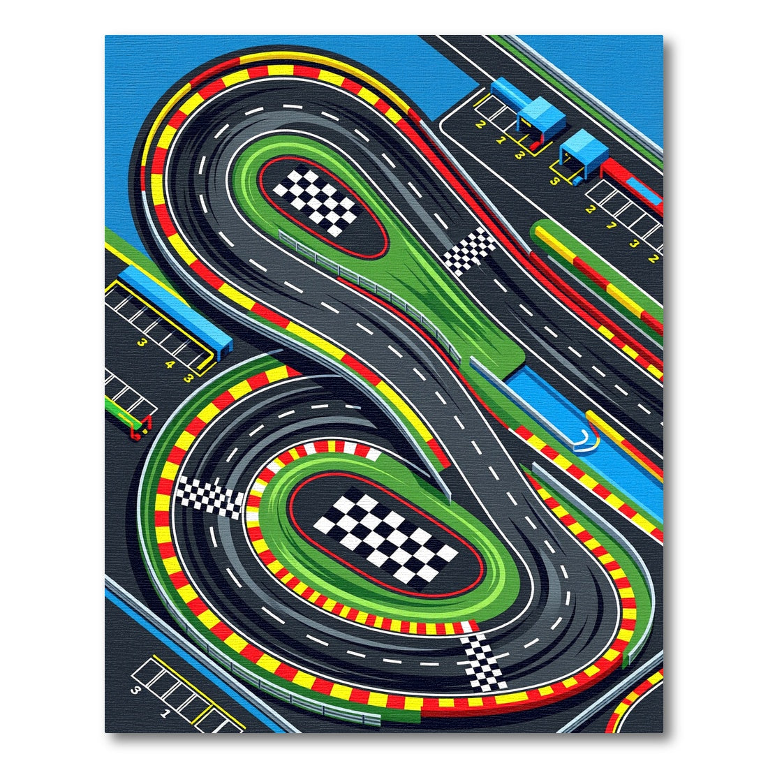 Vibrant Isometric Race Track Circuit Rug