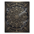 Ornate Gold Black Mandala Floral Rug