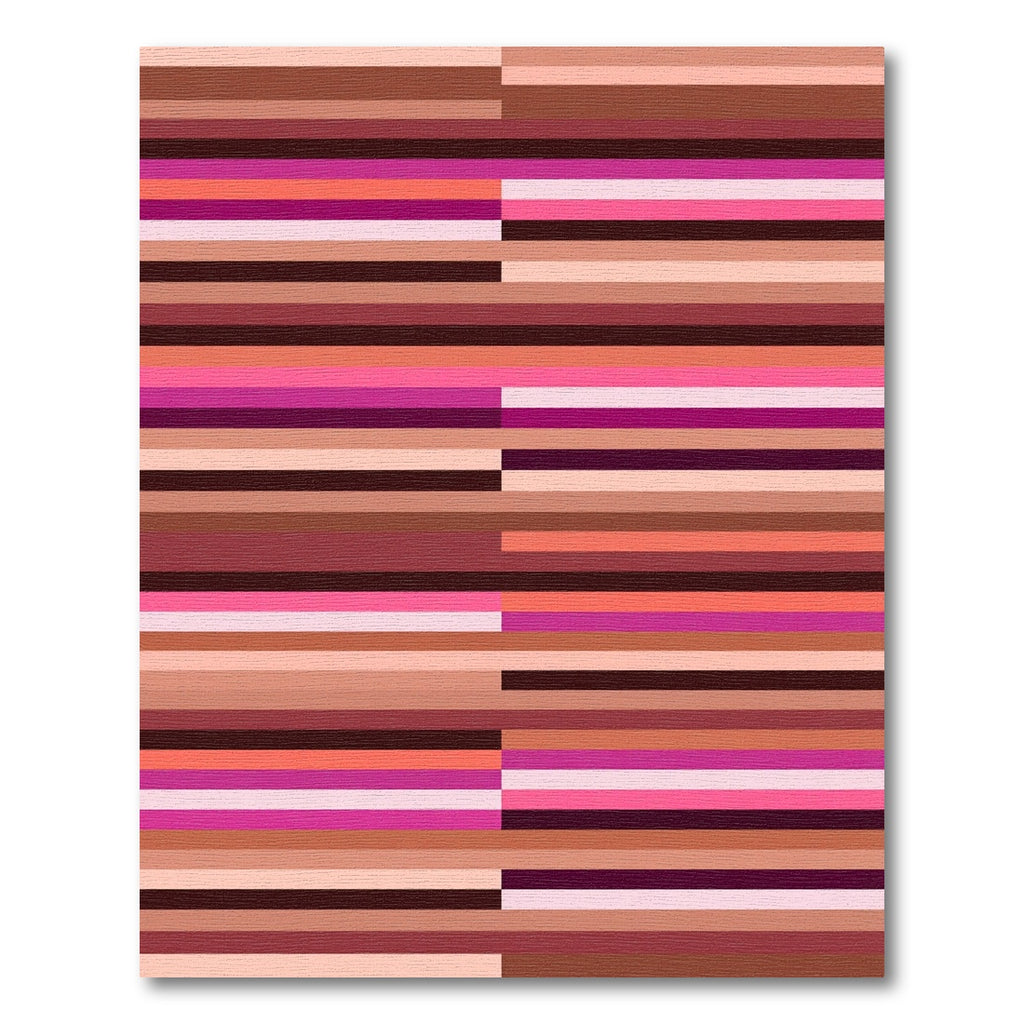 Earthy Magenta Stripe Composition Rug