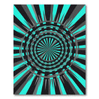 Cyan Electric Geometric Abstract Radial Vortex Rug