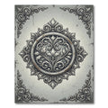 Elegant Silver Ornate Filigree Medallion Rug