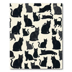Playful Black Cat Silhouette Illustration Rug