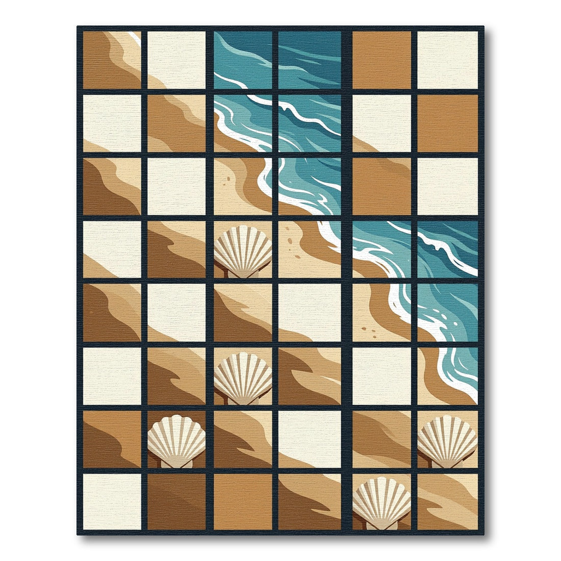 Coastal Beach Sand Seashell Quilt Rug