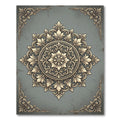 Ornate Golden Floral Gray Medallion Rug