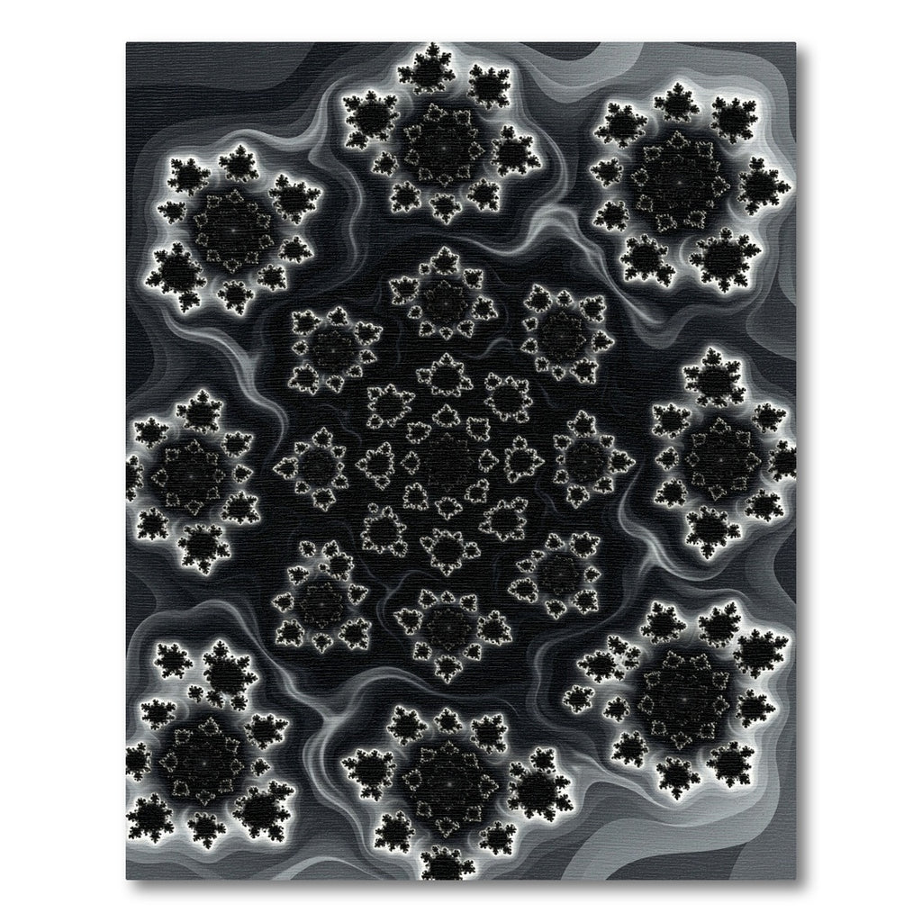 Monochromatic Abstract Fractal Radial Art Rug