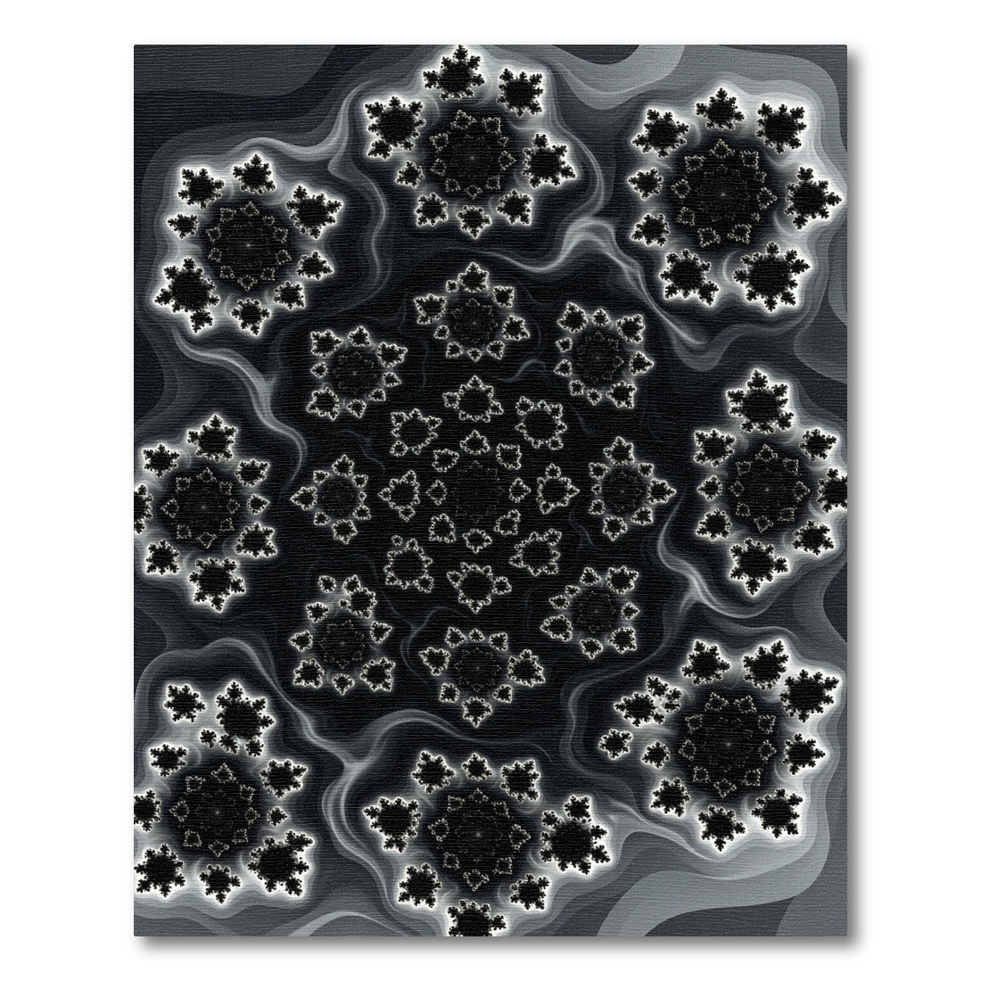 Monochromatic Abstract Fractal Radial Art Rug