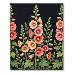 Vibrant Pink and Peach Hollyhock Floral Rug