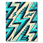 Electric Blue Geometric Lightning Staircase Rug