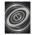 Minimalist Silver Orbits Abstract Circular Rug