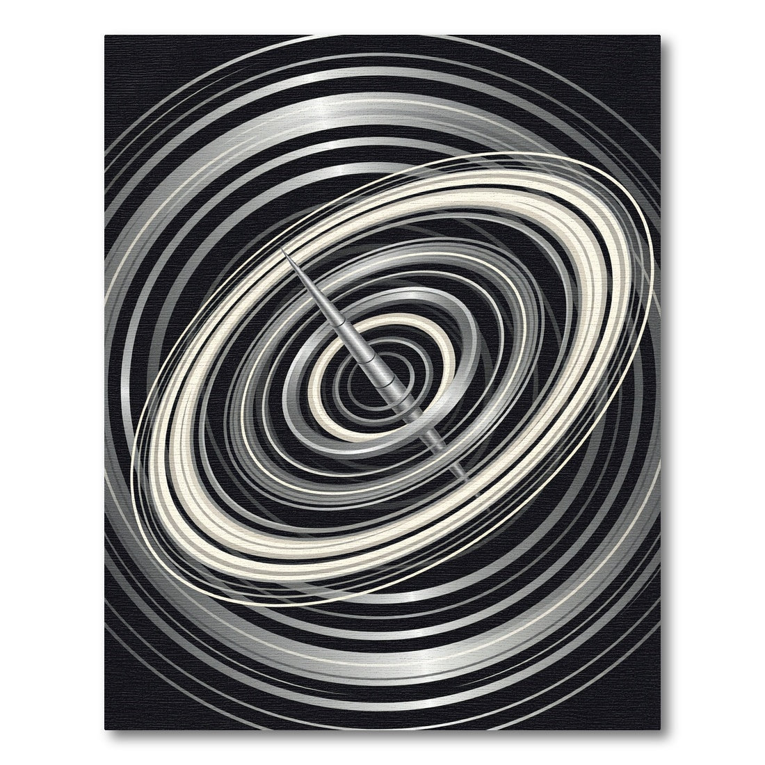 Minimalist Silver Orbits Abstract Circular Rug
