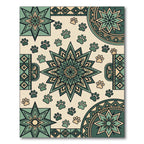 Sage Green Geometric Paw Star Floor Rug