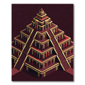 Geometric Crimson Golden Ziggurat Architecture Rug